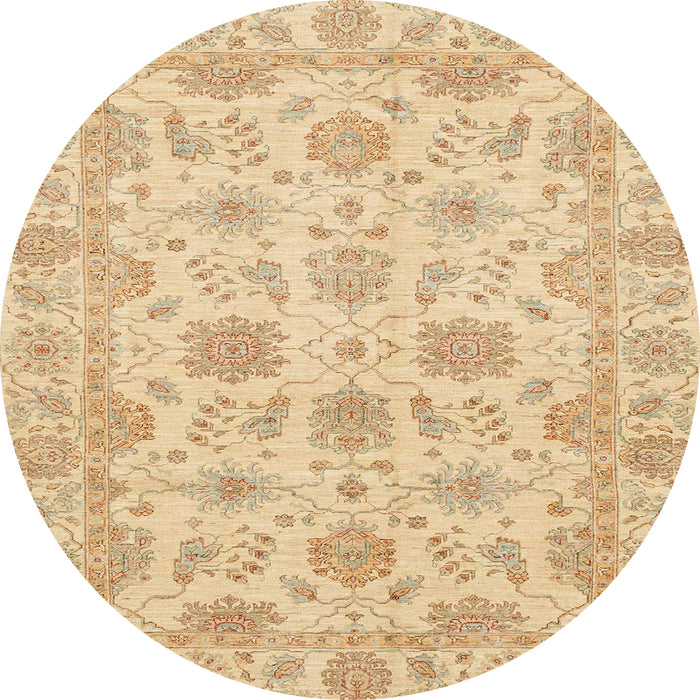 Round Abstract Yellow Oriental Rug, abs3965