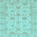 Square Machine Washable Oriental Light Blue Traditional Rug, wshabs3965lblu