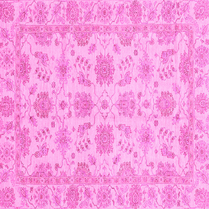 Square Machine Washable Oriental Pink Traditional Rug, wshabs3965pnk