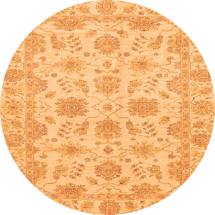 Round Oriental Orange Traditional Rug, abs3965org