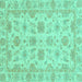 Square Machine Washable Oriental Turquoise Traditional Area Rugs, wshabs3965turq