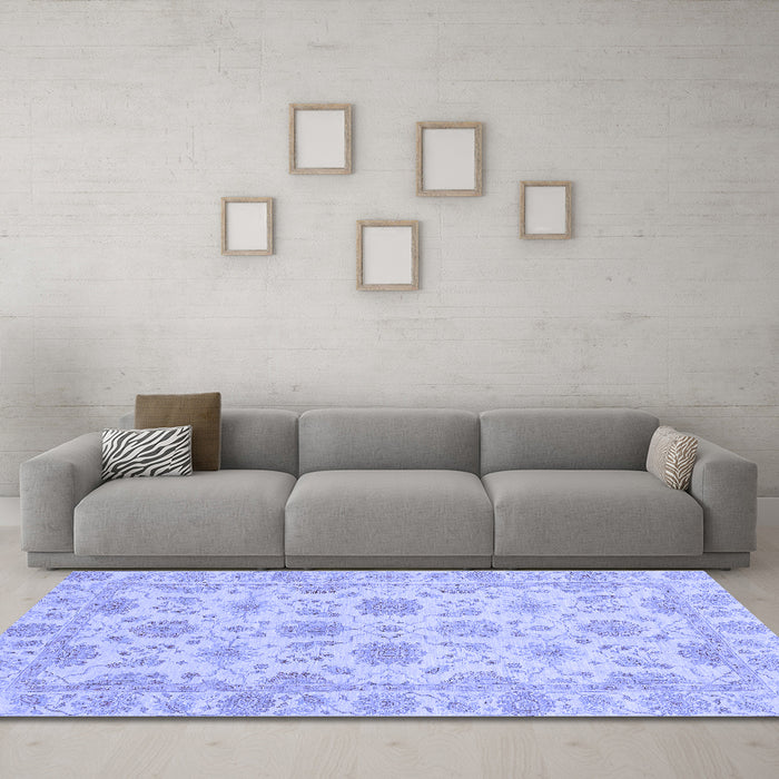 Machine Washable Oriental Blue Traditional Rug in a Living Room, wshabs3965blu