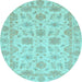 Round Oriental Light Blue Traditional Rug, abs3965lblu