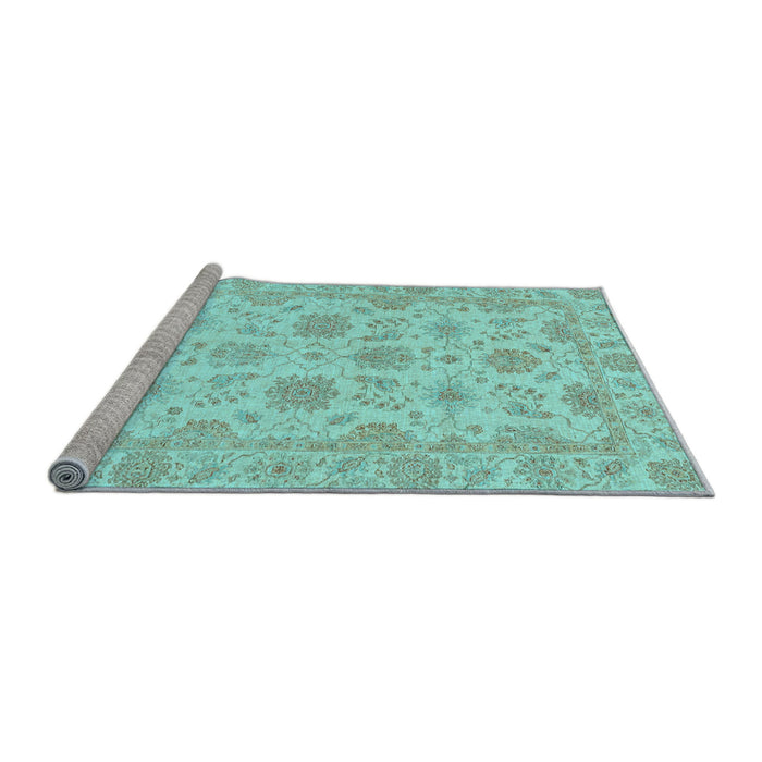 Sideview of Machine Washable Oriental Light Blue Traditional Rug, wshabs3965lblu