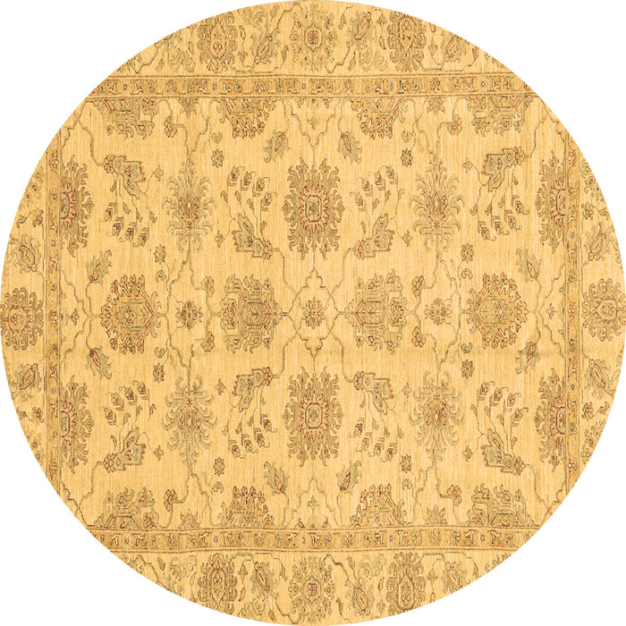 Round Oriental Brown Traditional Rug, abs3965brn