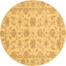 Round Oriental Brown Traditional Rug, abs3965brn