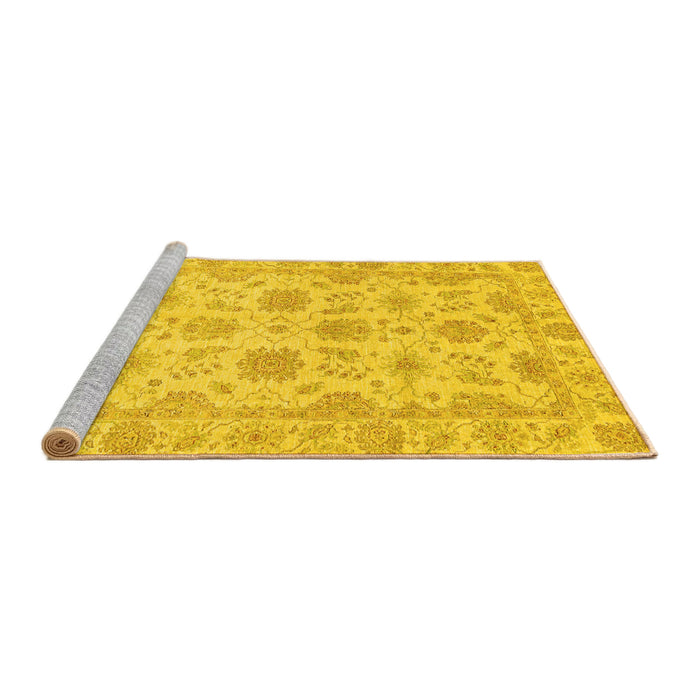 Sideview of Machine Washable Oriental Yellow Traditional Rug, wshabs3965yw