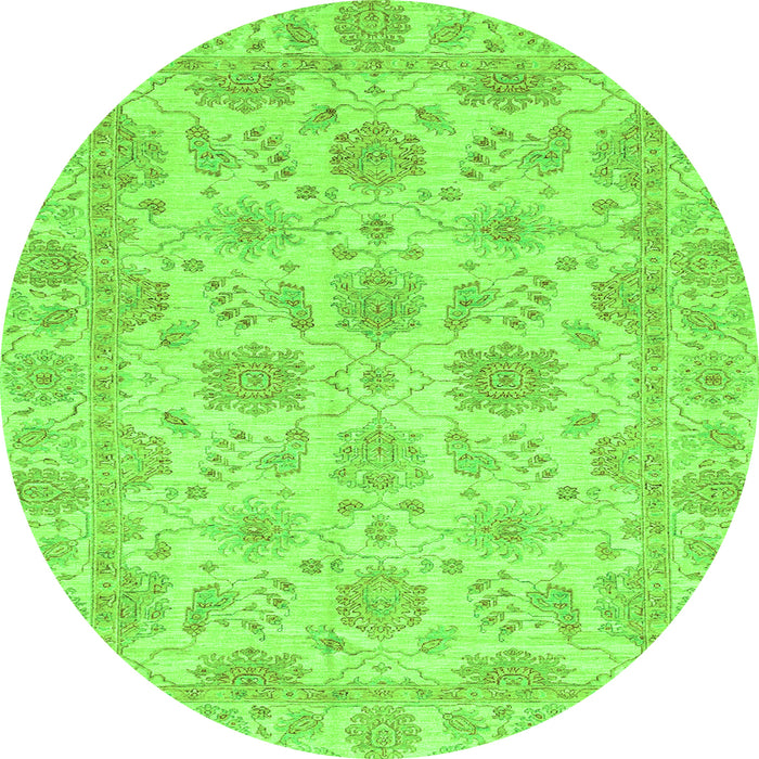 Round Machine Washable Oriental Green Traditional Area Rugs, wshabs3965grn