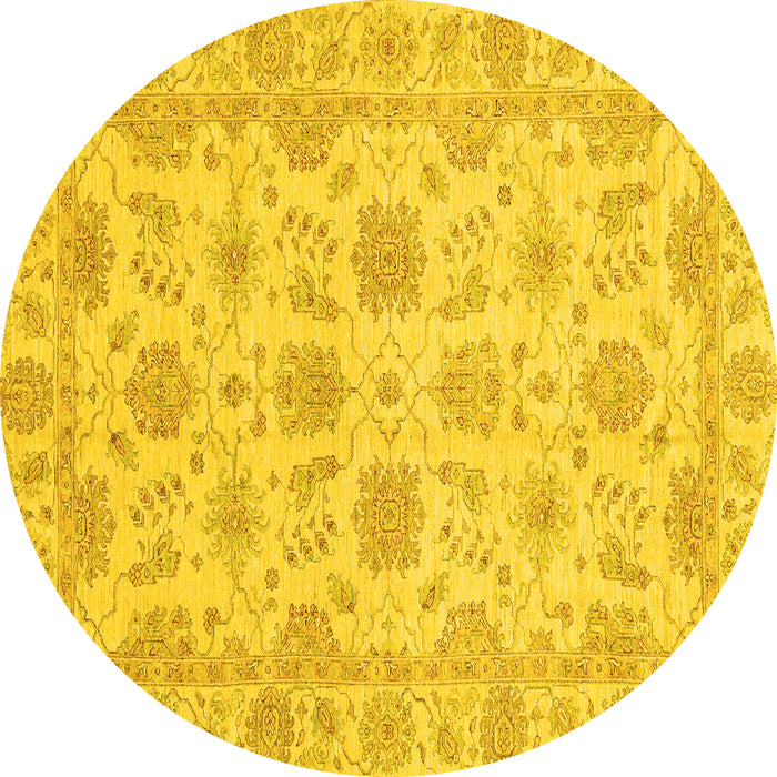 Round Oriental Yellow Traditional Rug, abs3965yw