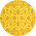 Round Oriental Yellow Traditional Rug, abs3965yw