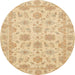 Round Machine Washable Abstract Yellow Rug, wshabs3965