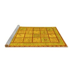 Sideview of Machine Washable Abstract Yellow Modern Rug, wshabs3966yw
