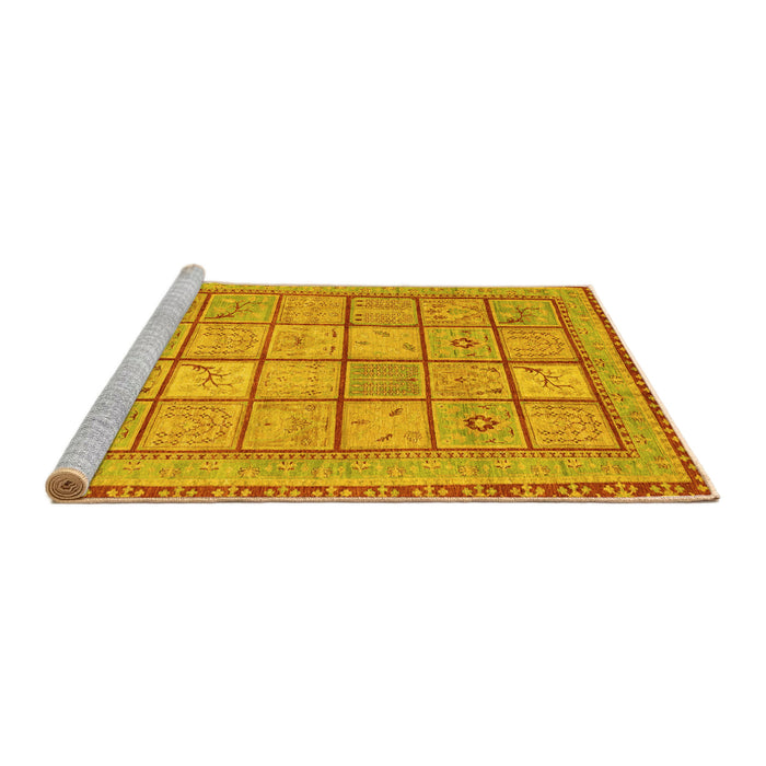 Sideview of Machine Washable Abstract Yellow Modern Rug, wshabs3966yw