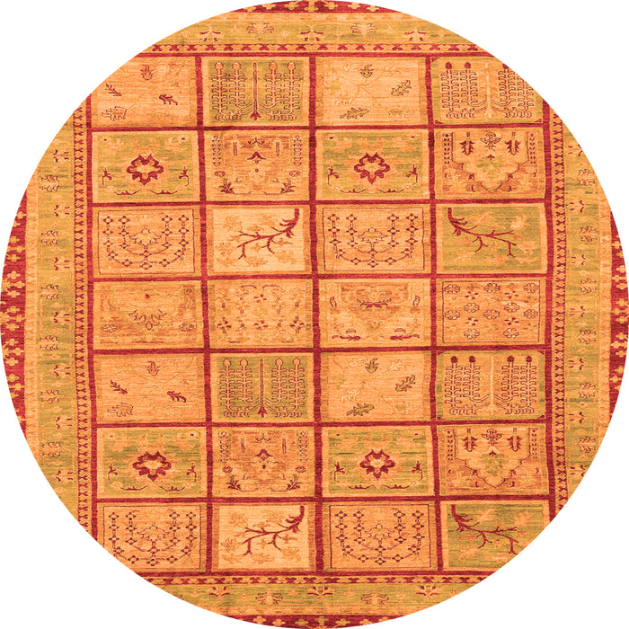 Round Abstract Orange Modern Rug, abs3966org
