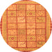 Round Abstract Orange Modern Rug, abs3966org