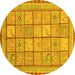 Round Abstract Yellow Modern Rug, abs3966yw