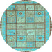 Round Machine Washable Abstract Light Blue Modern Rug, wshabs3966lblu