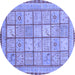 Round Machine Washable Abstract Blue Modern Rug, wshabs3966blu