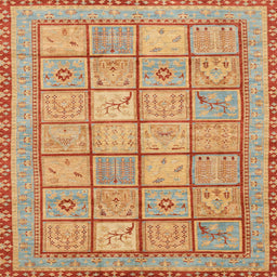 Square Abstract Orange Modern Rug, abs3966