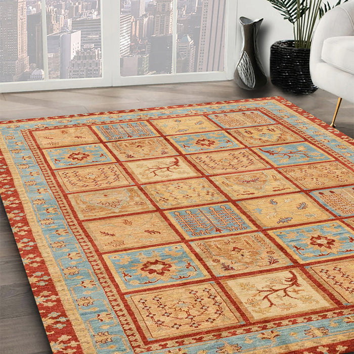 Machine Washable Abstract Orange Rug in a Family Room, wshabs3966
