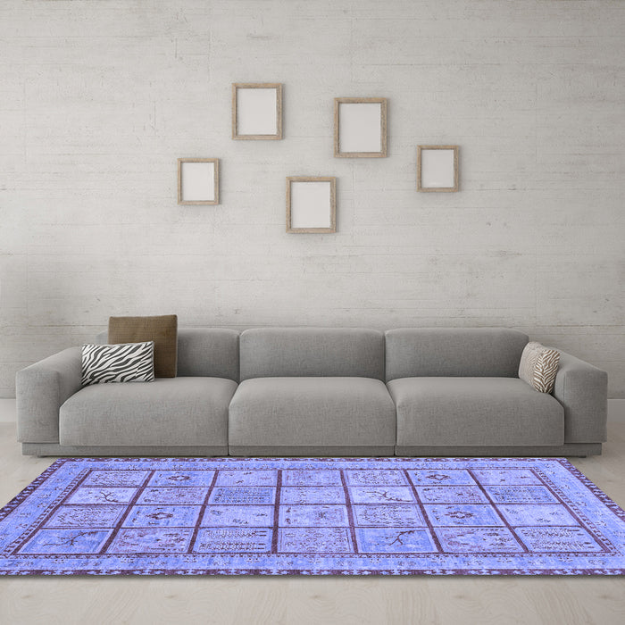 Machine Washable Abstract Blue Modern Rug in a Living Room, wshabs3966blu