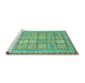 Sideview of Machine Washable Abstract Turquoise Modern Area Rugs, wshabs3966turq