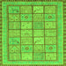 Square Machine Washable Abstract Green Modern Area Rugs, wshabs3966grn