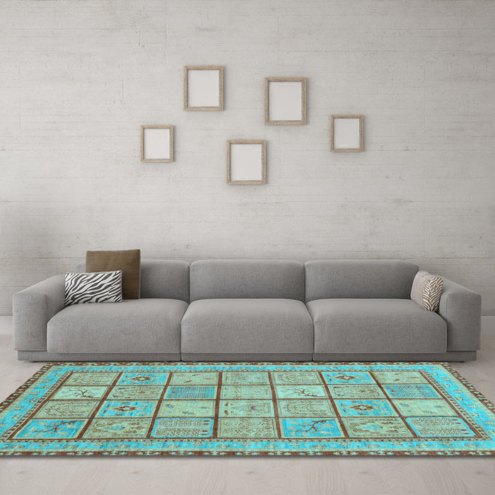 Machine Washable Abstract Light Blue Modern Rug in a Living Room, wshabs3966lblu