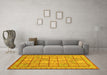 Machine Washable Abstract Yellow Modern Rug in a Living Room, wshabs3966yw