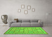 Machine Washable Abstract Green Modern Area Rugs in a Living Room,, wshabs3966grn