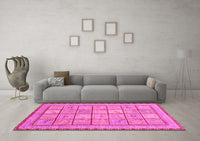 Machine Washable Abstract Pink Modern Rug, wshabs3966pnk