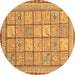 Round Abstract Brown Modern Rug, abs3966brn