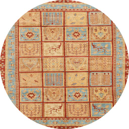 Round Machine Washable Abstract Orange Rug, wshabs3966