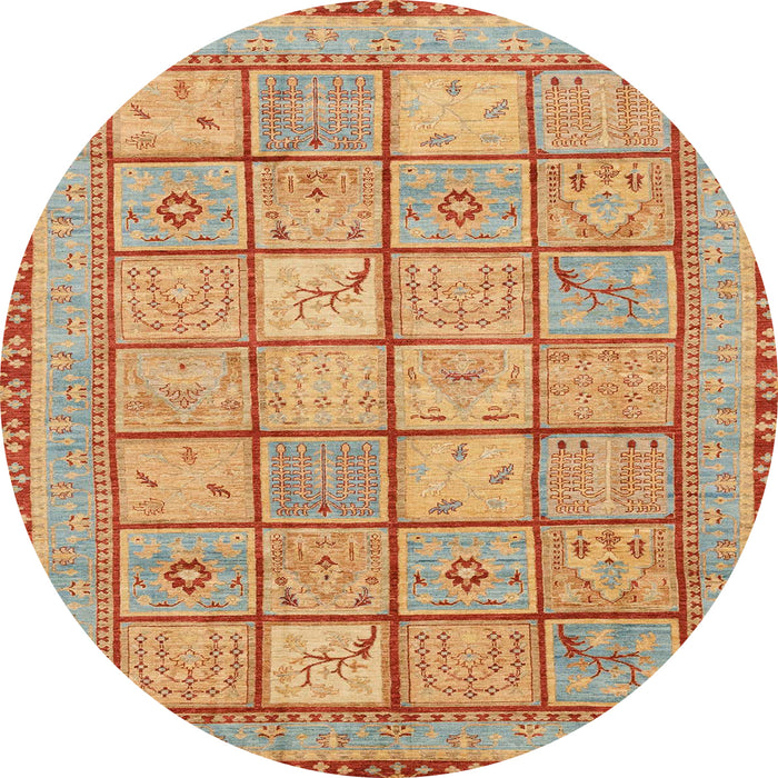 Round Machine Washable Abstract Orange Rug, wshabs3966