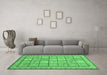 Machine Washable Abstract Emerald Green Modern Area Rugs in a Living Room,, wshabs3966emgrn