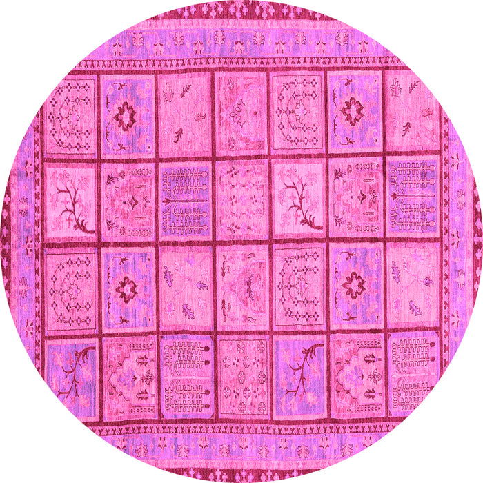 Round Abstract Pink Modern Rug, abs3966pnk