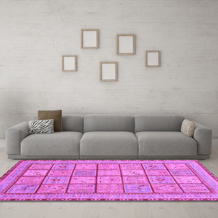 Machine Washable Abstract Purple Modern Area Rugs in a Living Room, wshabs3966pur