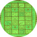 Round Abstract Green Modern Rug, abs3966grn