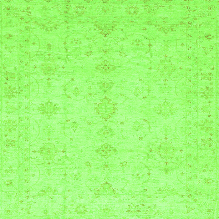 Square Machine Washable Oriental Green Traditional Area Rugs, wshabs3967grn