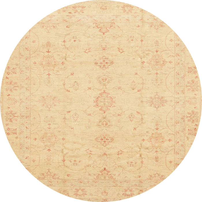 Round Machine Washable Abstract Mustard Yellow Rug, wshabs3967