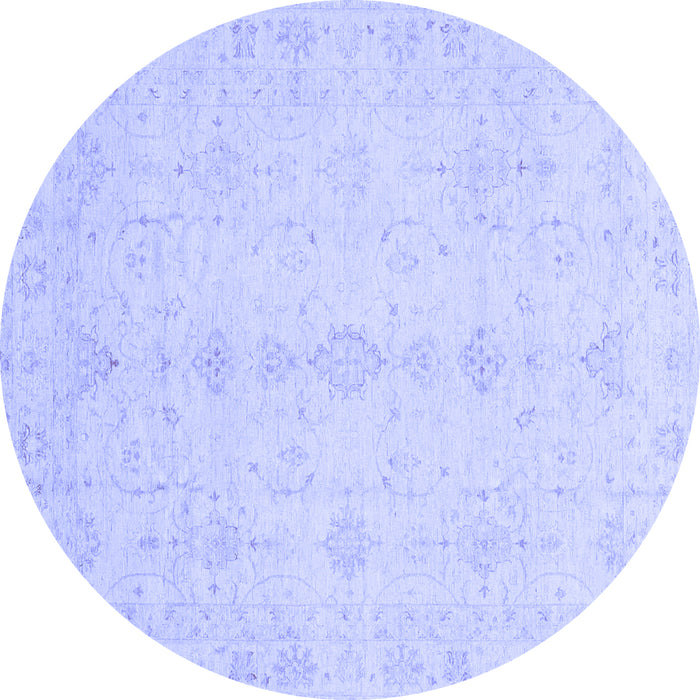 Round Oriental Blue Traditional Rug, abs3967blu