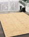 Abstract Mustard Yellow Oriental Rug in Family Room, abs3967