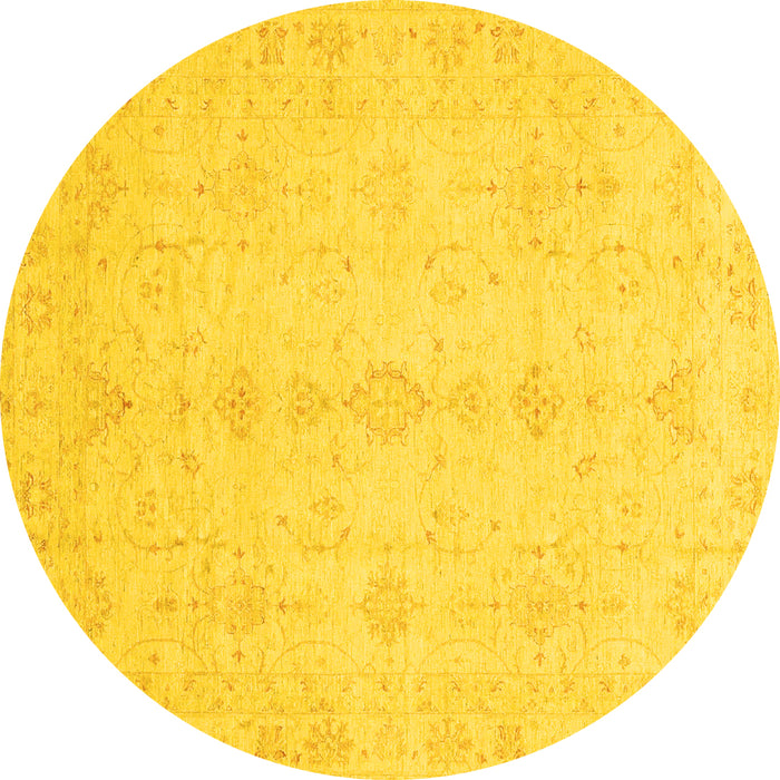 Round Oriental Yellow Traditional Rug, abs3967yw
