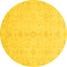 Round Oriental Yellow Traditional Rug, abs3967yw