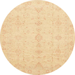 Round Abstract Mustard Yellow Oriental Rug, abs3967