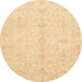 Round Abstract Mustard Yellow Oriental Rug, abs3967