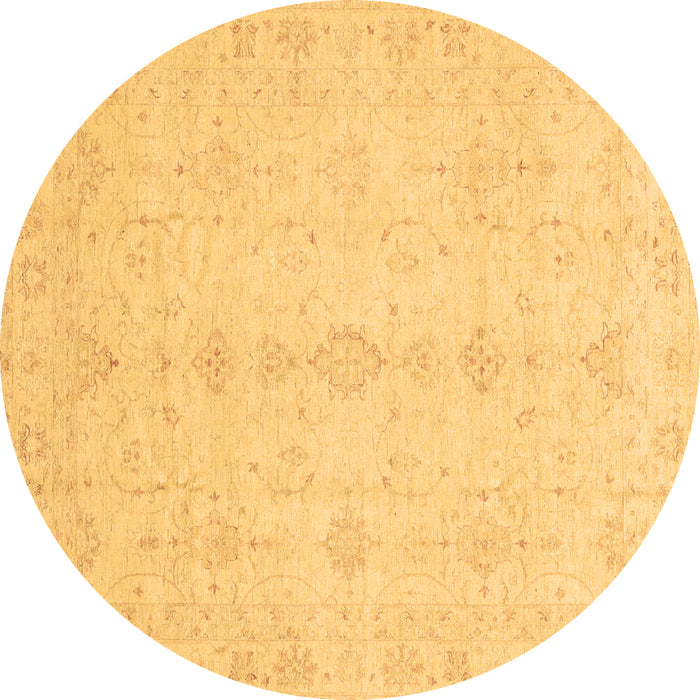 Round Machine Washable Oriental Brown Traditional Rug, wshabs3967brn