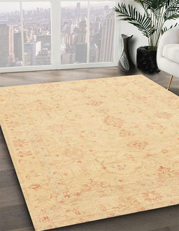 Machine Washable Abstract Mustard Yellow Rug in a Family Room, wshabs3967