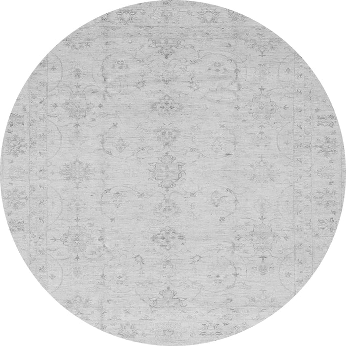 Round Machine Washable Oriental Gray Traditional Rug, wshabs3967gry