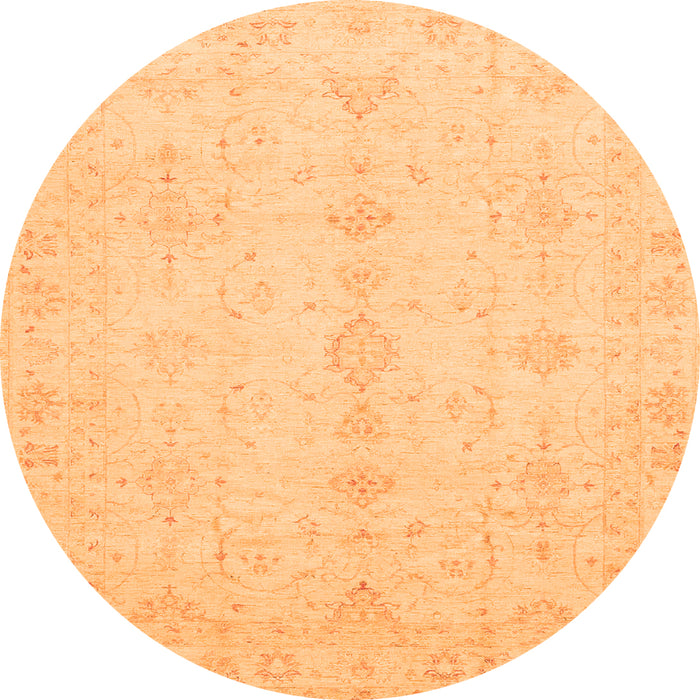 Round Oriental Orange Traditional Rug, abs3967org